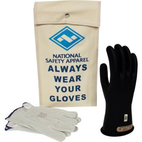 National Safety Apparel ArcGuard® Class 00 ArcGuard Rubber Voltage Glove Kit, Black, Size 10, KITGC00B10 KITGC00B10